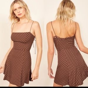 REFORMATION Sarah Dress Brown Polka Dot